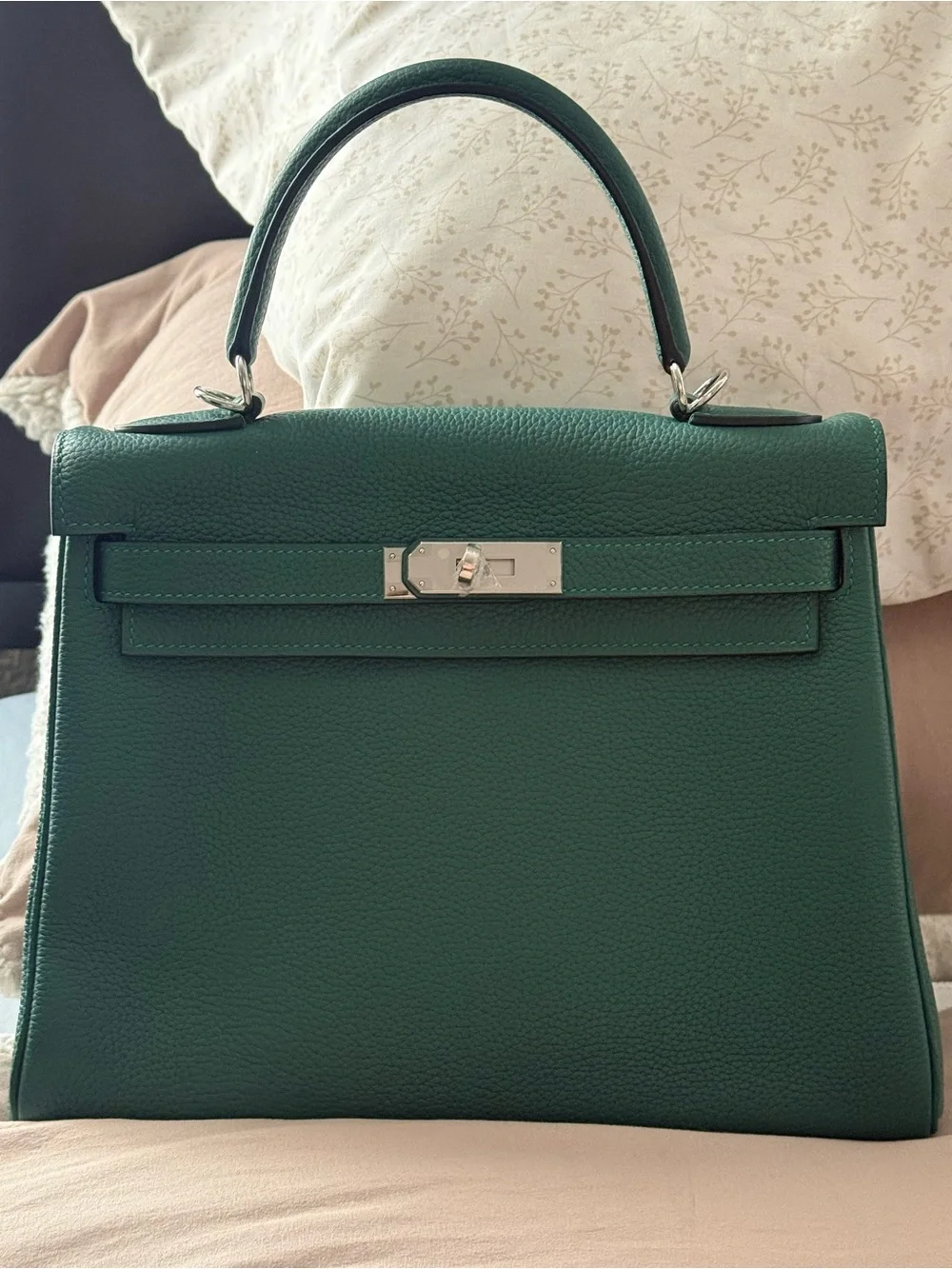 Emerald Green Structured Top-Handle Women's Bag